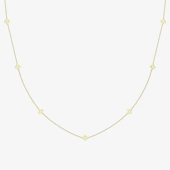 9ct Yellow Gold Flower Necklace CN115-18