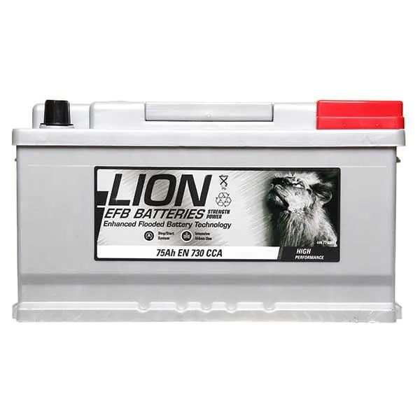 Lion EFB Stop/Start 110 75AH 730CCA Car Battery - 3 year Guarantee