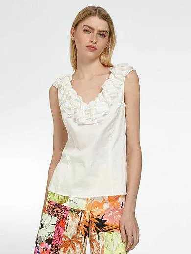 Sleeveless blouse with V-neckline