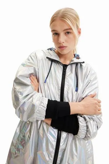 Metallic hooded parka