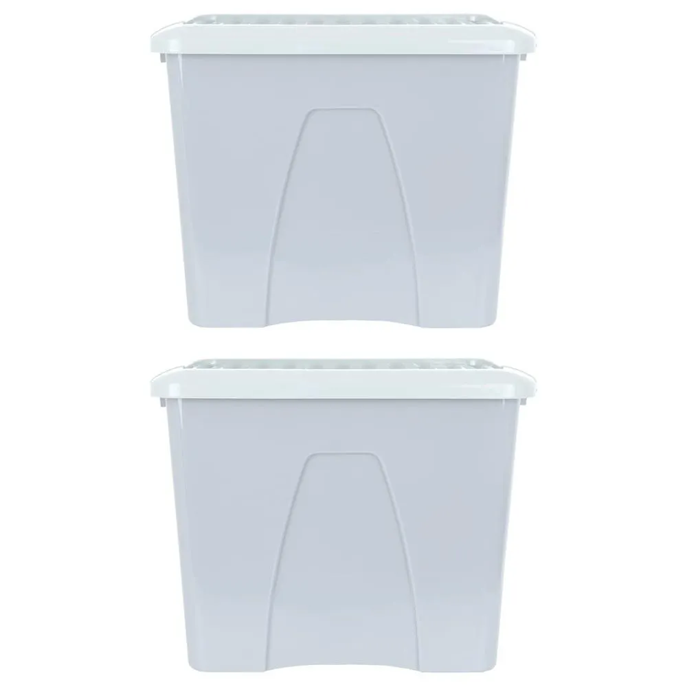 Wham 75L Soft Grey Home Upcycle Box and Lid 2 Pack