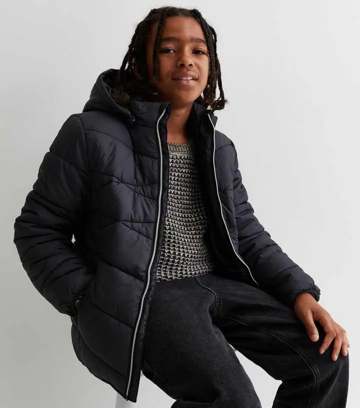 Name It Black Hooded Puffer Jacket