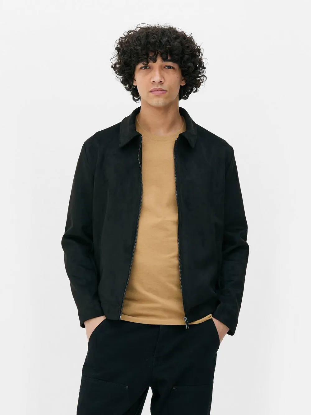 Faux Suede Collared Jacket