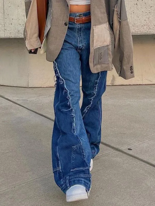 Woman's Jeans Cowboy Fringe Low Rise Waist Cotton