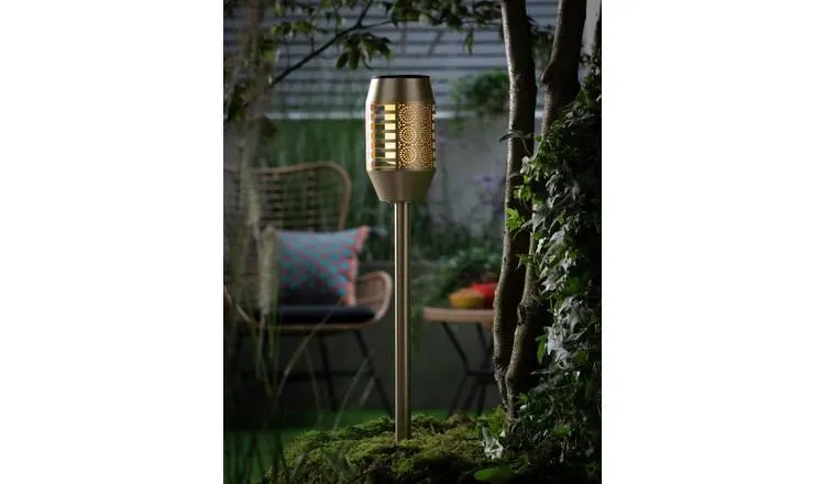 Garden by Sainsbury's Metal Dancing Flame Torch Solar Lights