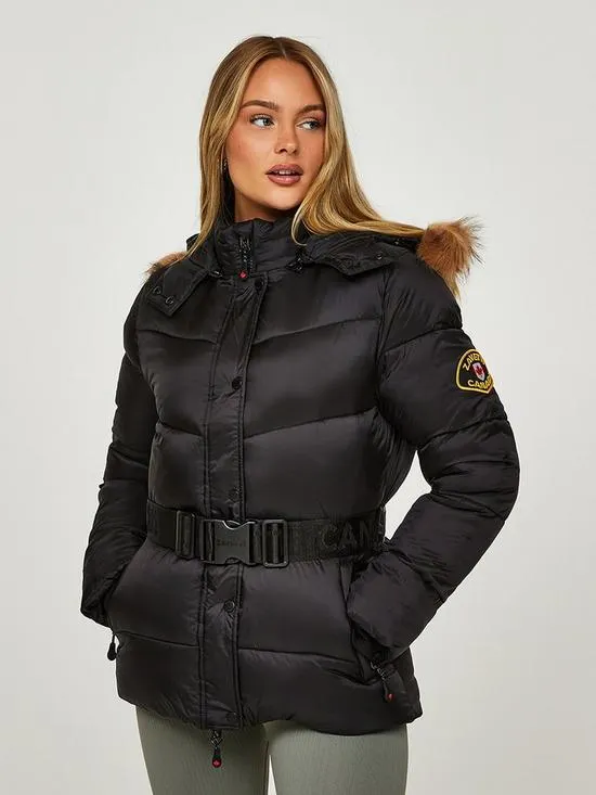 Okawa Belted Padded Jacket - Black