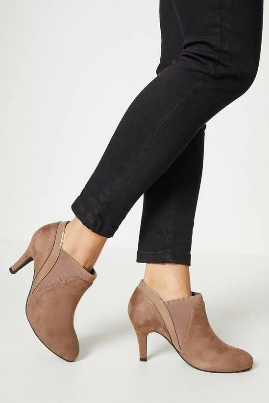 Adrienne Almond Toe Elastic Detail Pull On Ankle Boots