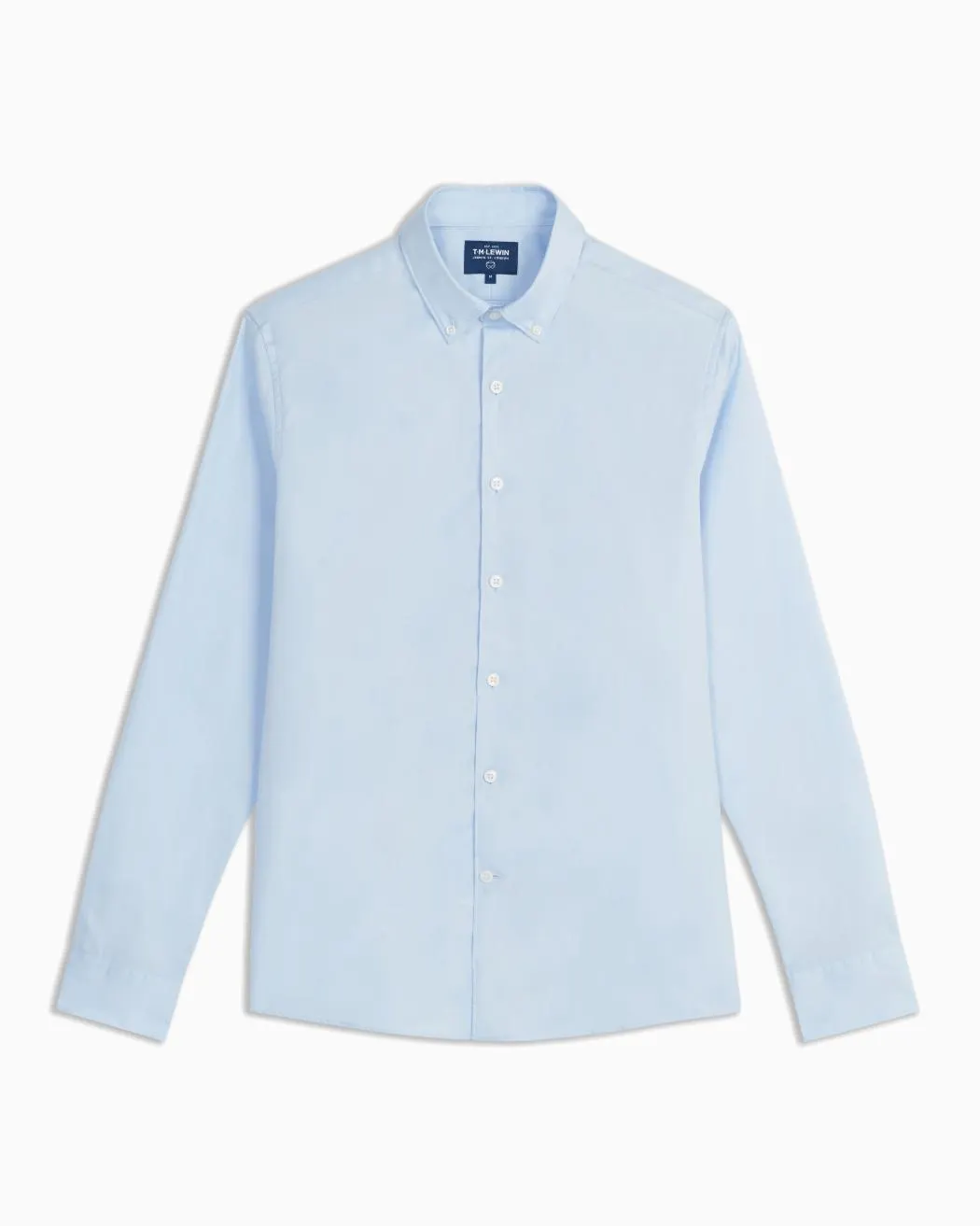 Plain Button Down Collar Light Blue Twill Casual Shirt