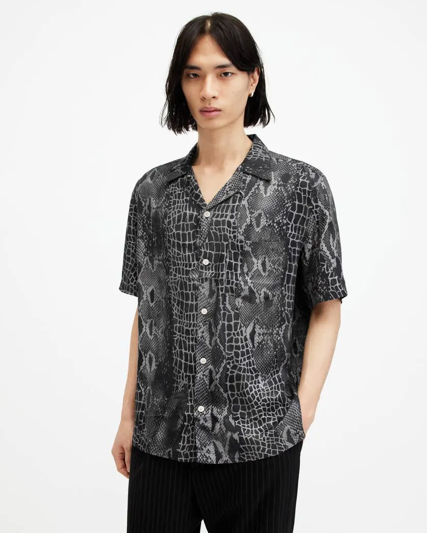 Skrale Snake Print Relaxed Fit Shirt