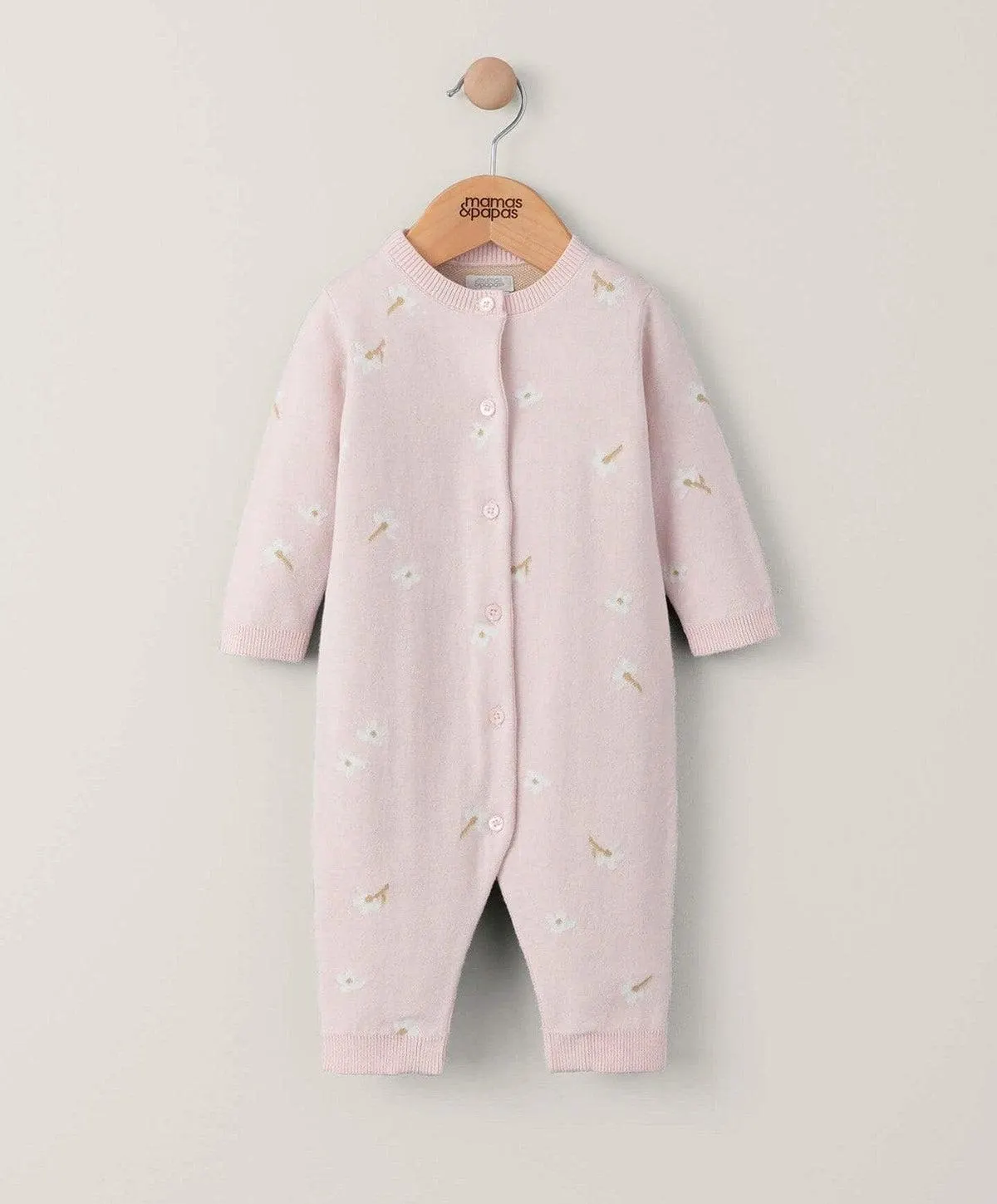 Jacquard Knit Floral Romper - Pink