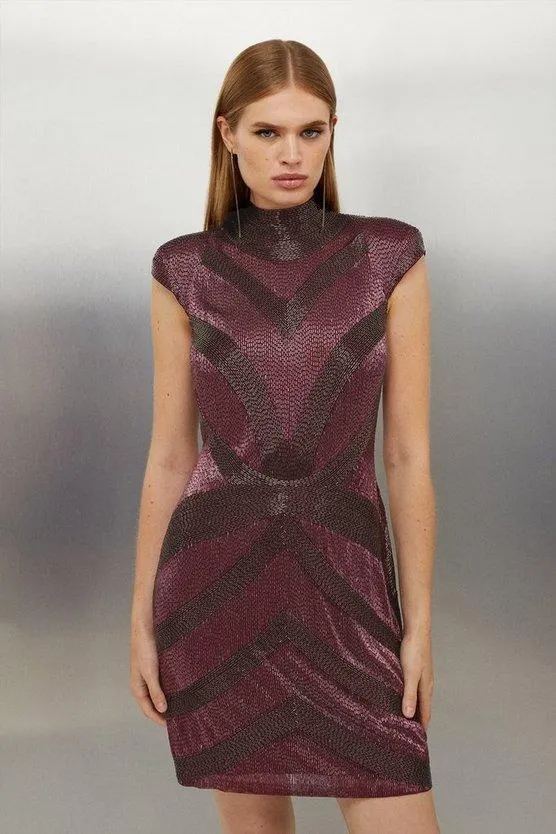 Beaded Embellished Woven Mini Dress