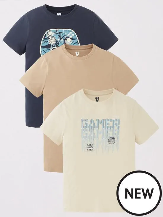 Boys 3pk Ss Graphic Gaming T Shirts