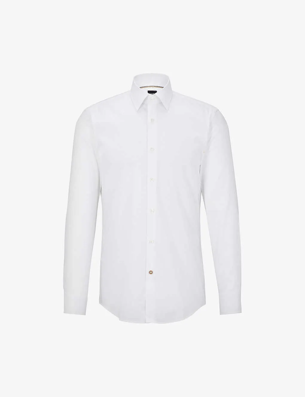 Slim-fit long-sleeved cotton-poplin shirt