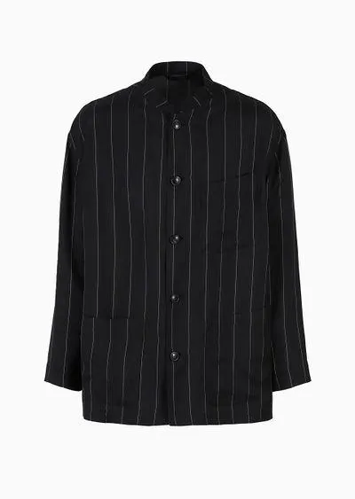 Single-breasted jacket in pinstriped viscose
