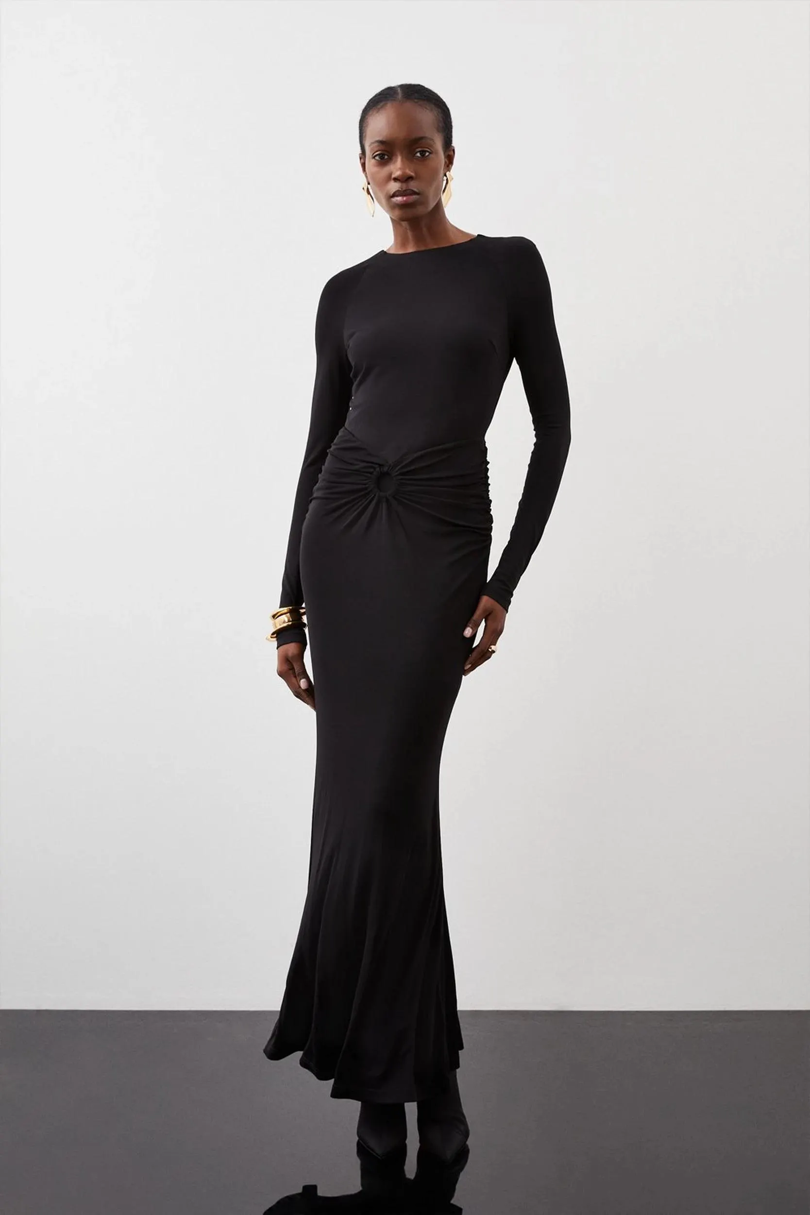 Premium Stretch Crepe Jersey Maxi Dress