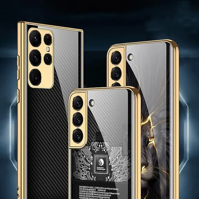 Marble Tempered Glass Case For Samsung Galaxy S22 Ultra S21 Plus S22 Plus S21 Ultra Soft Plalting Frame Cover Geometric Pattern