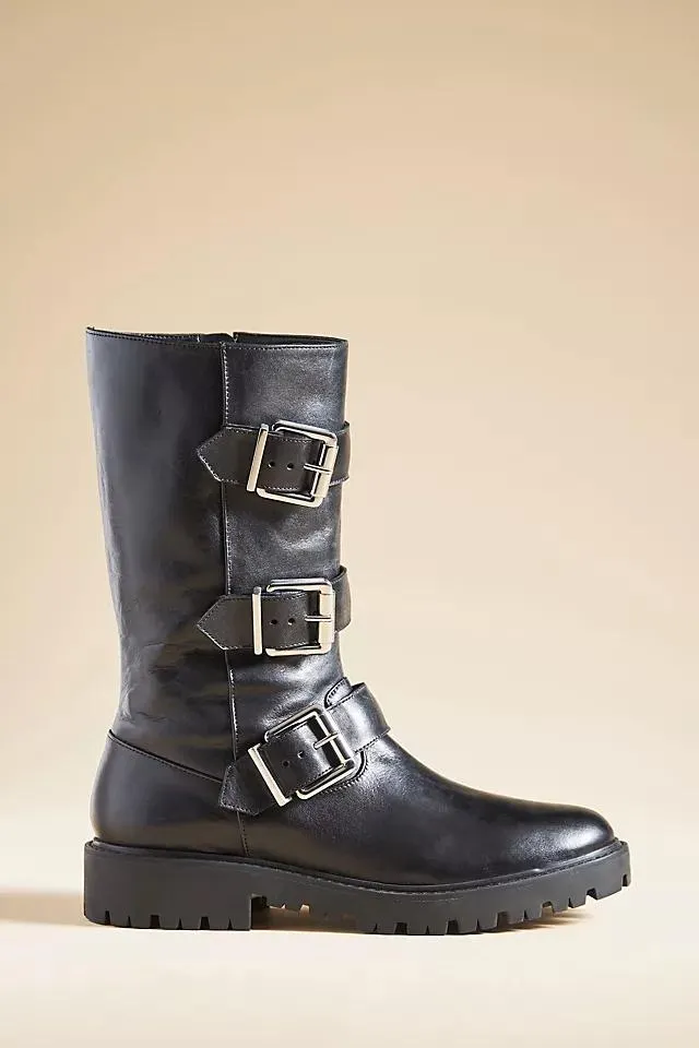 Schutz Georgina Leather Buckle Boots