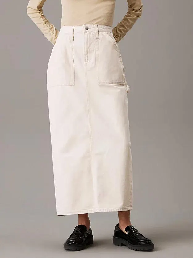 Denim Utility Maxi Skirt