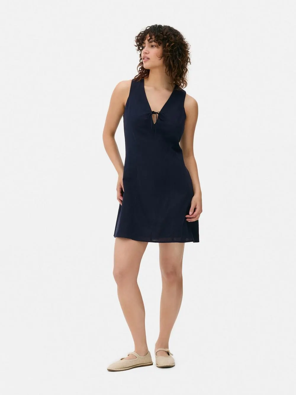 Sleeveless Tie-Front Mini Dress