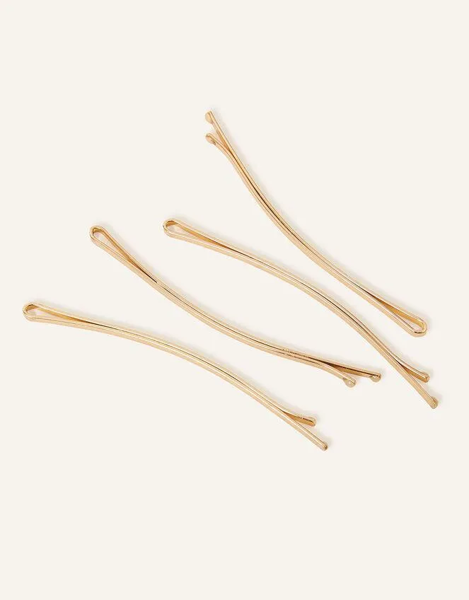 Metal Curved Hair Slides 4 Pack