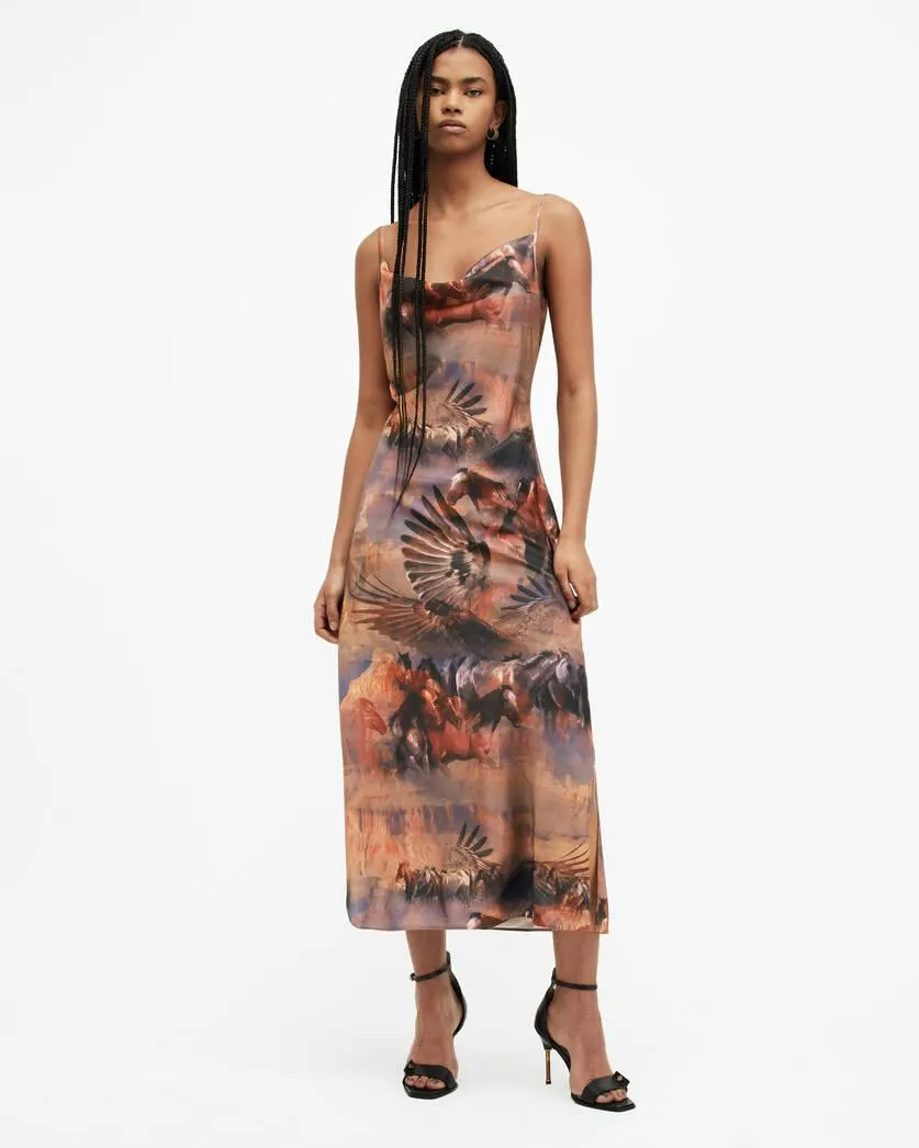 Hadley Colca Print Midi Slip Dress