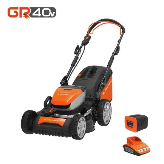 Yard Force 40V 46Cm Self-propelled Cordless Lawnmower W/ 4Ah Lithium-ion Battery & Quick Charger - Orange & Black