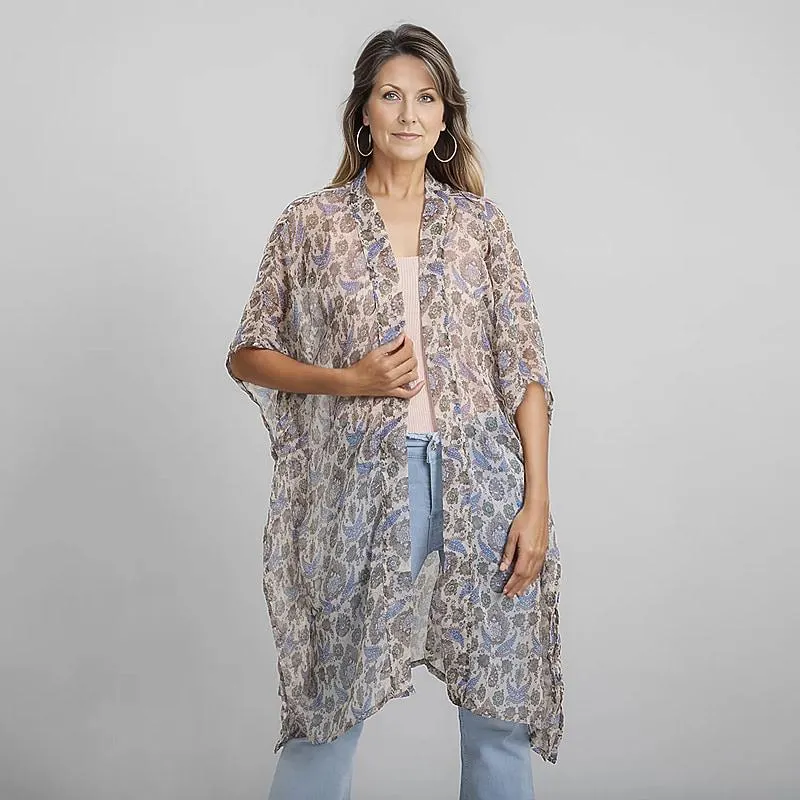 TAMSY Printed Chiffon Kaftan - Beige