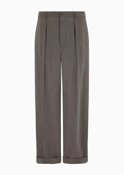 Washed, silk-blend, single-pleat trousers