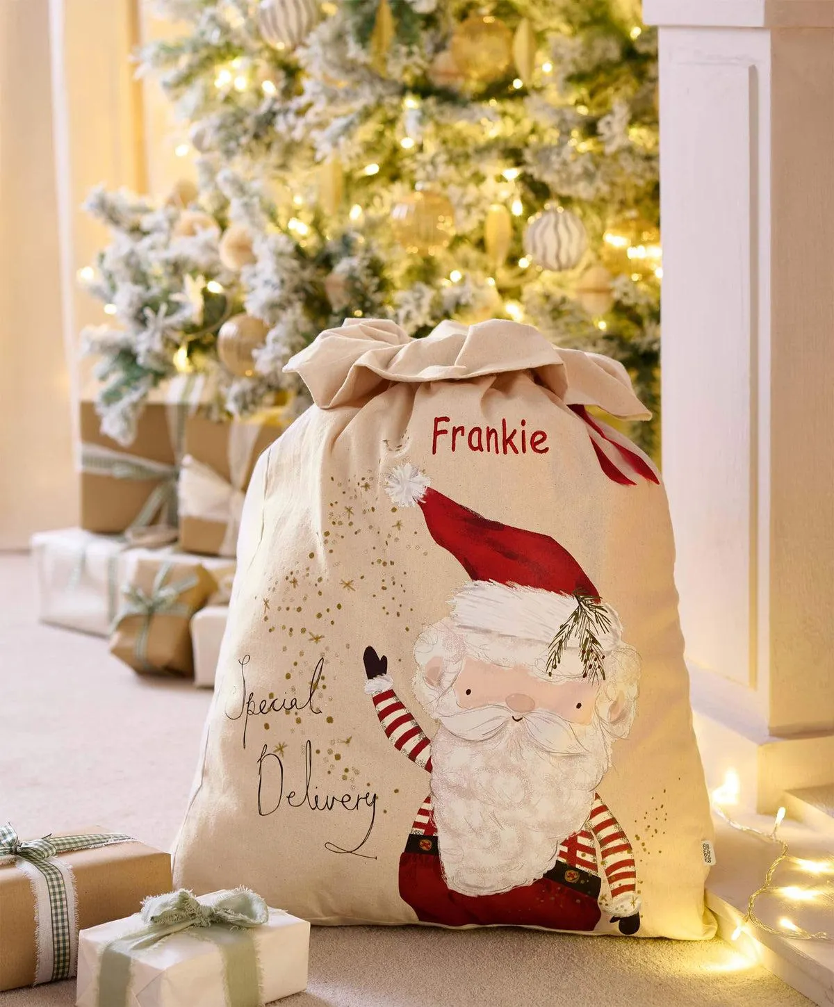 Large Calico Christmas Sack