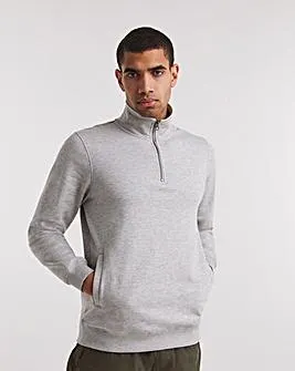 Grey 1/4 Zip Knitted Sweatshirt Long