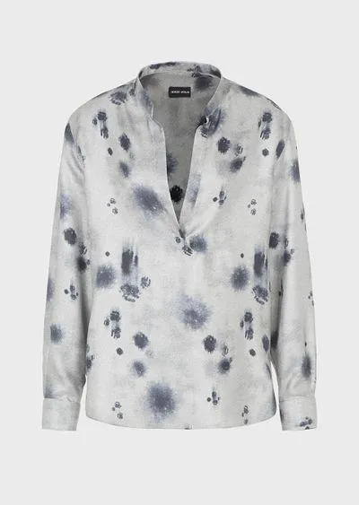 Animal-print silk twill shirt