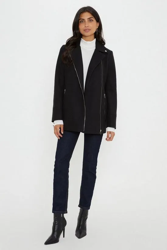 Short Zip Biker Coat