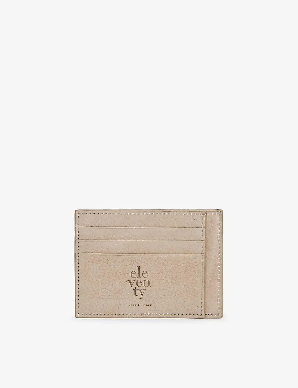 Brand-embossed grained-leather card holder