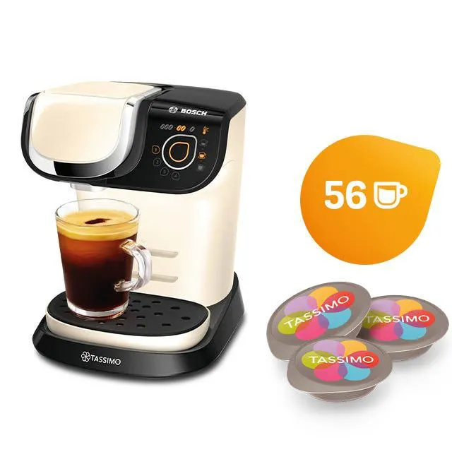 My Way Cream Coffee Machine & Tassimo Best Sellers Coffee Capsule Selection
