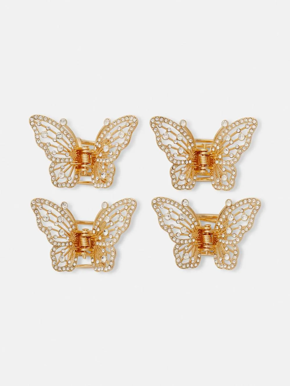 4pk Metallic Butterfly Hair Clips