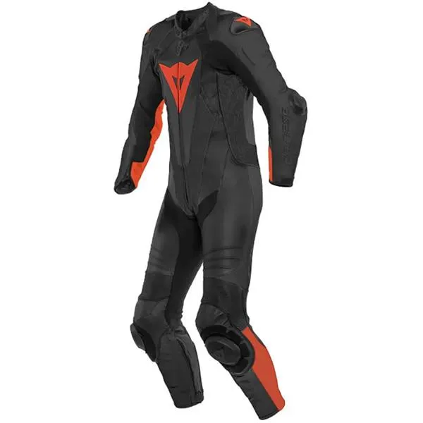 Dainese Laguna Seca 5 Perforated One Piece Leather Suit - Black / Fluo Red