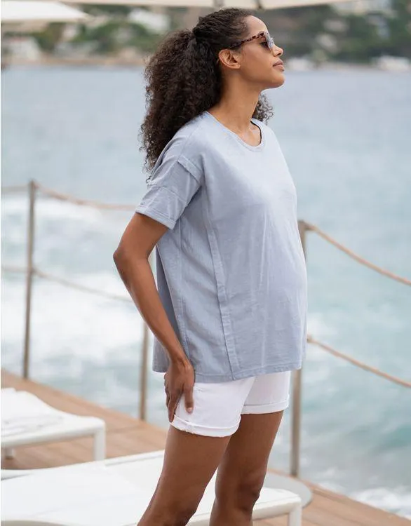 Light Blue Oversized Boxy Fit Maternity to breastfeeding T-Shirt
