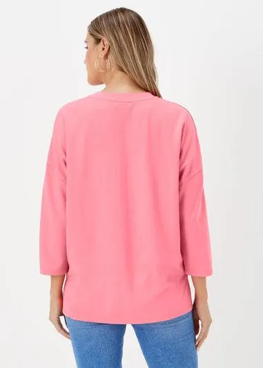 Pink Ponte 3/4 Sleeve Top - Size 10