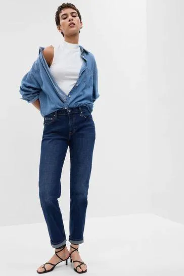 Mid Rise Ankle Length Girlfriend Jeans