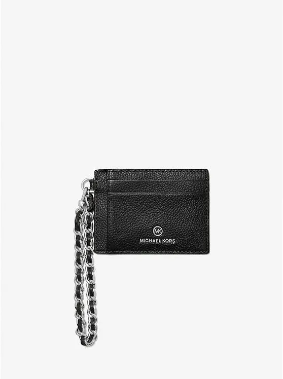 Small Pebbled Leather Chain Card Case
