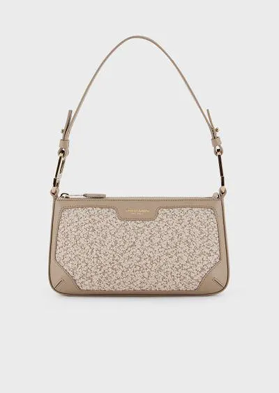 Medium la Prima baguette in bouclé-effect wool and leather