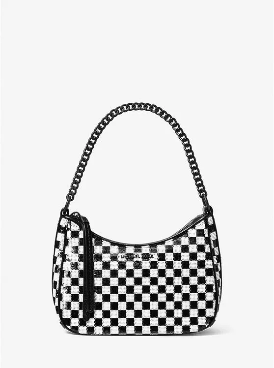 Jet Set Charm Sequined Checkerboard Shoulder Bag