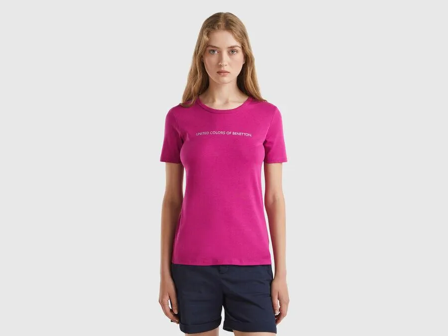 T-shirt in 100% cotton with glitter print logo