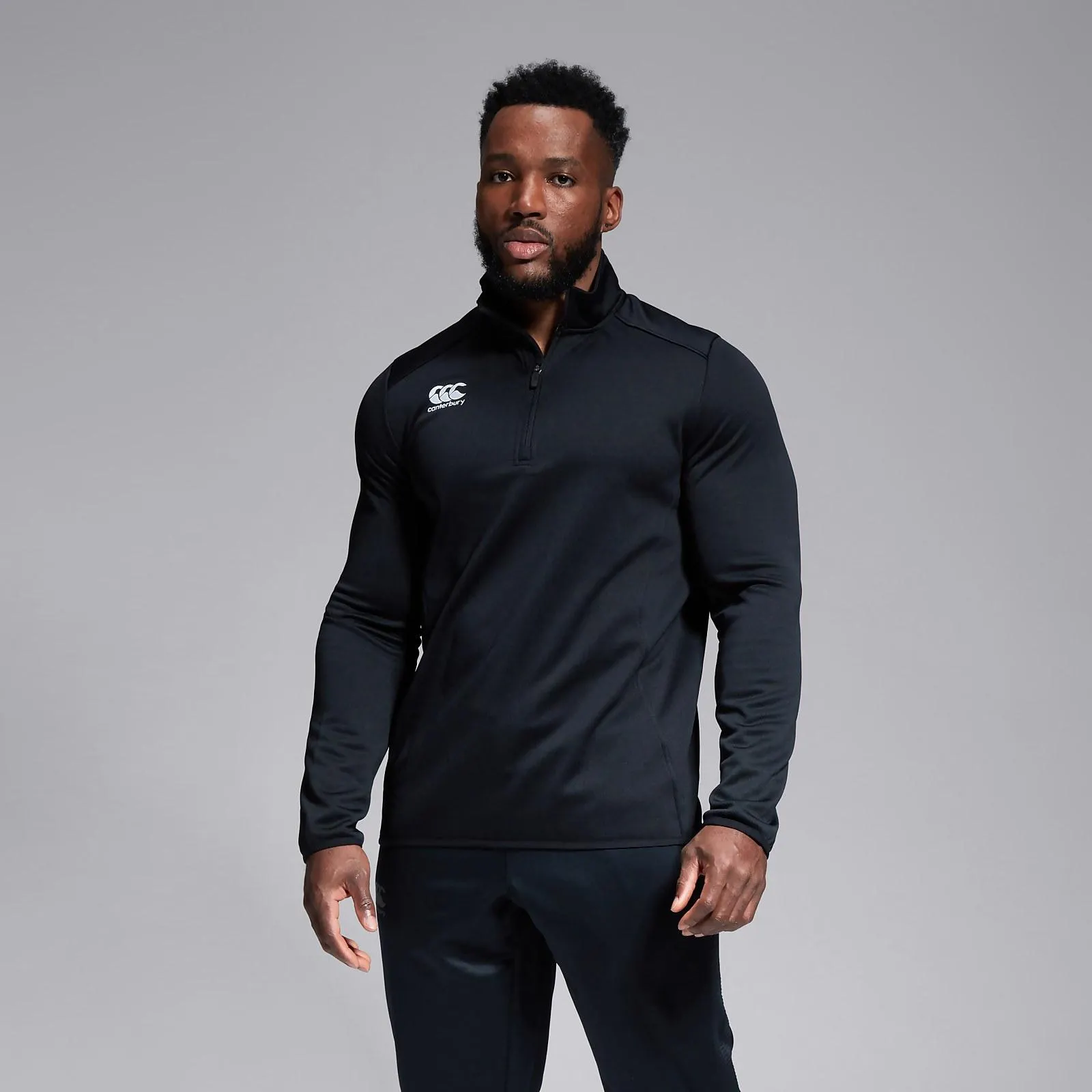 MENS CLUB 1/4 ZIP MID LAYER TRAINING TOP BLACK