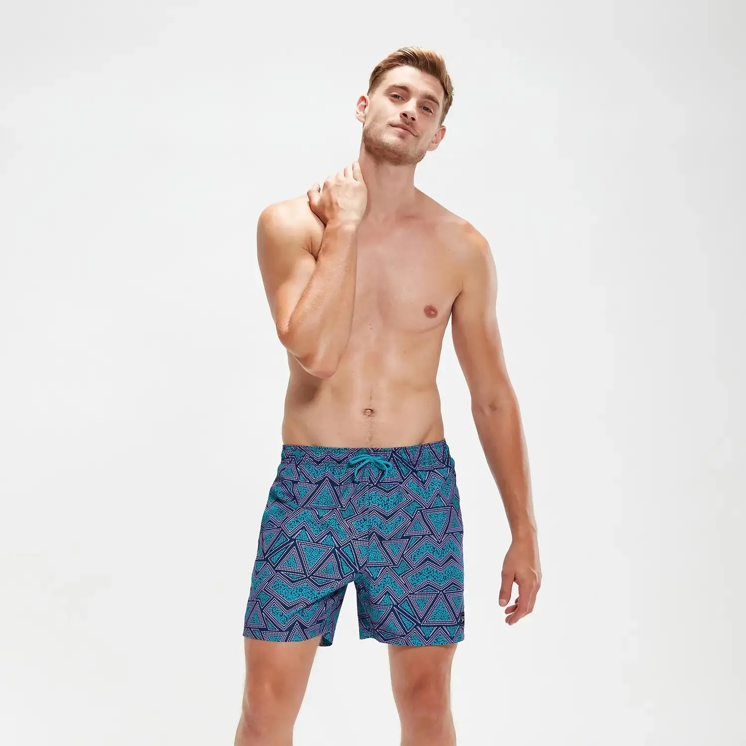 Men's Printed Leisure 16" Swim Shorts Aqua/Lilac
