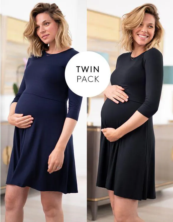 Maternity & Nursing Dresses – Twin Pack