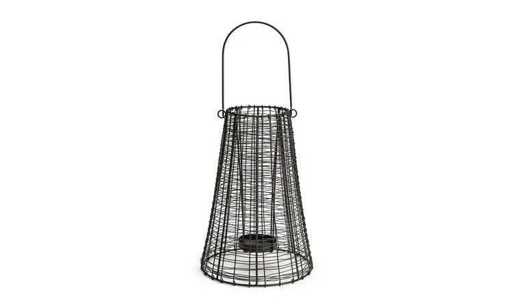 Habitat Medium Wired Lantern Candle Holder - Black