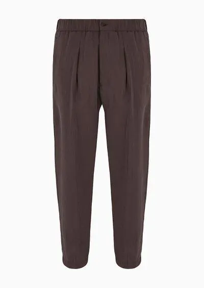 Washed, silk-blend, single-pleat trousers