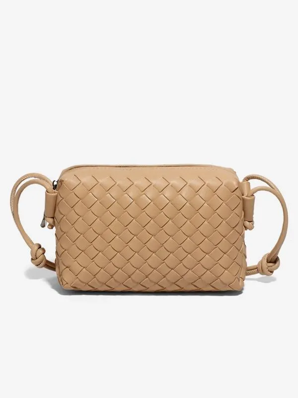 Women's Bags Apricot PU Leather Plaid Single Strap Horizontal Shape