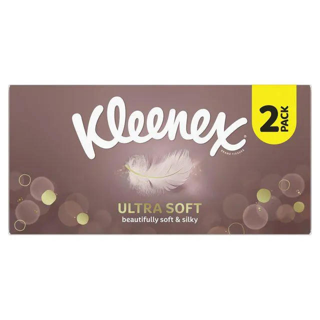 Kleenex Ultra Soft Facial Tissues - Twin Box 2 x 64 per pack